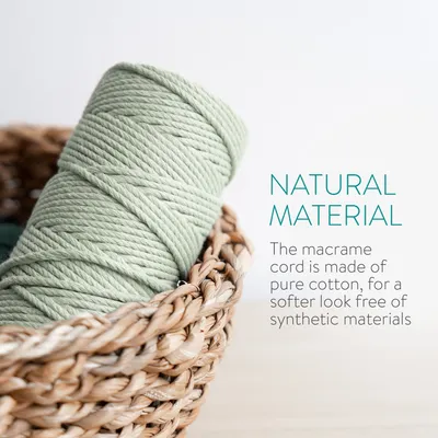 Produktbild von Navaris Makramee Garn 3er Set - Baumwollschnur für DIY Projekte Wandteppich Traumfänger - Baumwolle Baumwollkordel - weiß dunkelgrün hellgrün