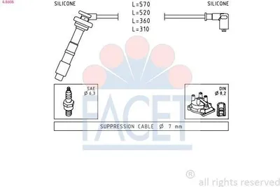 Produktbild von FACET 4.8956 Zündkabelsatz Zündleitungssatz für OPEL Vectra A Limousine (J89) Vectra A CC (J89)