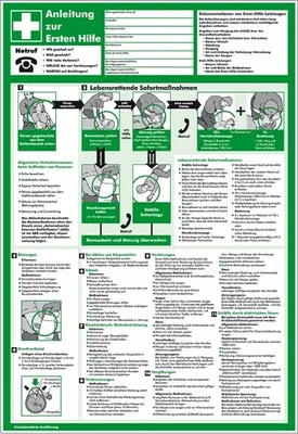 Produktbild von Dreifke® Schild I Aushang Anleitung zur Ersten Hilfe, praxisbewährt, Kunststo...