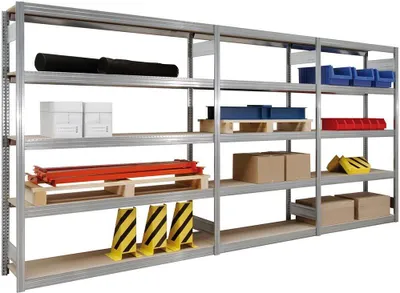 Produktbild von Weitspannregal FALKE | Medium-Duty | Grundregal | HxBxT 300x170x60cm | 7 Ebenen | Fachlast 250kg | Verzinkt