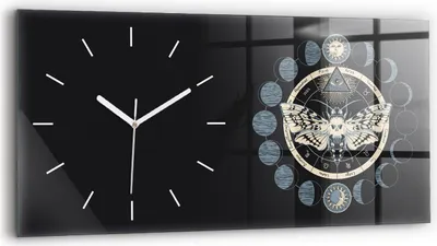 Produktbild von Wallfluent Wanduhr – Stilles Quarzuhrwerk - Uhr Dekoration Wohnzimmer Schlafzimmer Küche - Zifferblatt mit Strichen - weiße Zeiger - 60x30 cm - Mondphasen