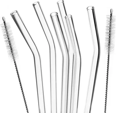 Image de bremermann 6 pailles en verre, 25 cm de long, réutilisables, transparentes, incl