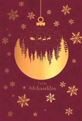 Produktbild von Weihnachten Weihnachtskarte mit Briefumschlag Rentierschlitten Bäume Schneeflocken Frohe Weihnachten