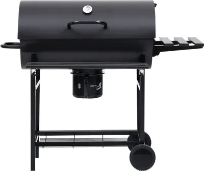 Produktbild von "Winter Sale" Gasgrills - Schwarz Grillwagen mit Rädern und Ablagen Schwarz Stahl 115x85x95cm DE4224970