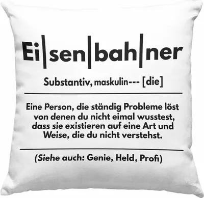 Produktbild von Trendation - Eisenbahner Geschenk Modelleisenbahn Geschenk Deko-Kissen mit Füllung 40x40 Dampflok Spruch Mönner Geschenkdidee (Rosa)