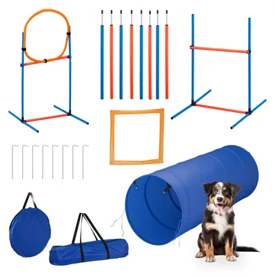 Agility-Set für Hunde, 76-teilig, Tunnel, Hürden, Ring, Slalom