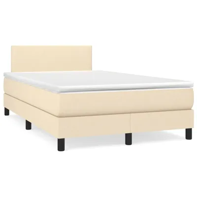 Produktbild von vidaXL Boxspringbett mit Matratze Creme 120x200 cm Stoff