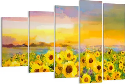 Produktbild von Bild auf Leinwand - Leinwandbild - Sonnenblumen Blume - 150x100cm - Wand Bild - Wanddeko - Leinwanddruck - Bilder - Kunstdruck - Wanddekoration - Leinwand bilder - Wandkunst - EG150x100-3775