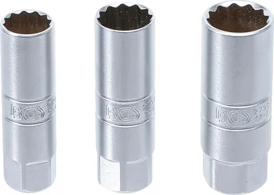 Produktbild von BGS-6858 | Zündkerzen-Einsatz-Satz Zwölfkant | Antrieb Innenvierkant 10 mm (3/8) | SW 14 - 16 - 18 mm | 3-tlg.