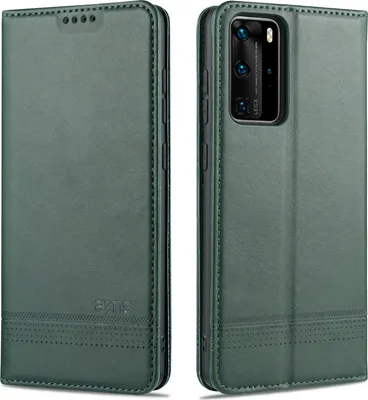 Produktbild von LaimTop LederHülle für Huawei P40, Klapphüllen Brieftasche Magnetverschluss Ständer Schutzhülle für Huawei P40 Grün