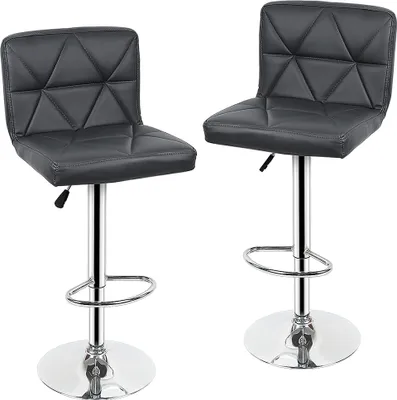 Produktbild von 2er Set Barhocker mit Rückenlehne Küchenstuhl Barstuhl Höhenverstellbare Grau