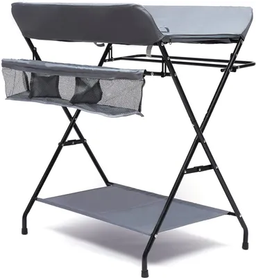 Produktbild von Baby-Wickeltisch - Baby-Ankleidetisch - Für die Babypflege - Klappbar und kompakt - 80 x 63 x 96 cm - Grau