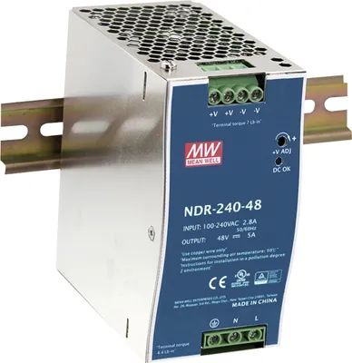Produktbild von MEANWELL NDR-240-48, DC AC Hutschienen-Netzteil, DIN, 240W 48V 5A