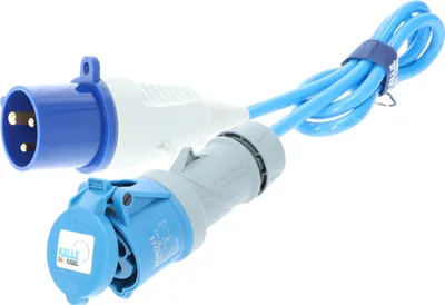 Produktbild von KALLE DAS KABEL CEE PUR Verlängerungskabel H07BQ-F 3G 2,5 mm² 1,5 Meter Stecker mit Sicherungsöse 230 V 16A Schutzart IP44 Polyurethankabel BLAU WoMo-Kabel Stromkabel Campingkabel Campingverlängerung