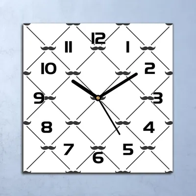 Produktbild von Wanduhr Echt-Glas-Küchenuhr Schnurrbart Quarz Lautlos 30x30 Deko Bilder