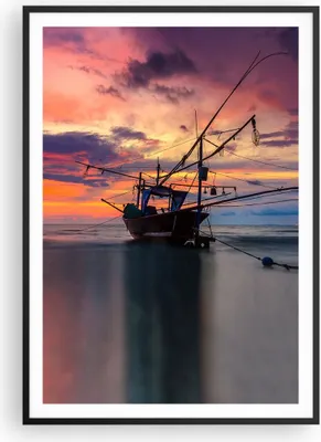 Produktbild von Gerahmtes Poster - Schwarzer Rahmen - Asien Boot Kutter - 70x100 cm - Wand Bild - Wanddeko - Wandbilder - Kunstposter - Wandposter - Bilderrahmen - Bilder - Kunstdruck - Wandbild - P2BPA70x100-4144