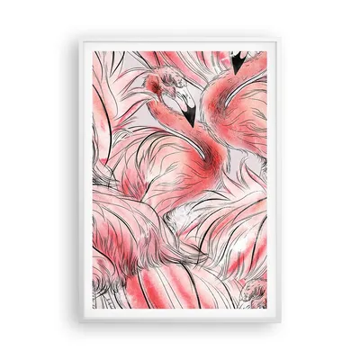 Produktbild von Gerahmtes Poster - Weißer Rahmen - Flamingo Pink Exotik - 70x100 cm - Wand Bild - Wanddeko - Wandbilder - Kunstposter - Wandposter - Bilderrahmen - Bilder - Kunstdruck - P2WPA70x100-5070