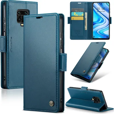 Produktbild von Redmi Note 9 Pro Hülle, Leder Brieftasche Kartenfach Schutzhülle mit Standfunktion für Xiaomi Redmi Note 9S / 9 Pro / 9 Pro Max Blau