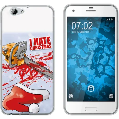 Produktbild von PhoneNatic Case kompatibel mit HTC One A9s Silikon-Hülle X Mas Weihnachten Hate X-Mas M8
