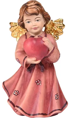 Engel mit Herz, Ahornholz, rot, 5 cm – Weihnachtsdeko