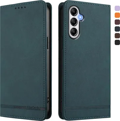 Produktbild von Hülle für Samsung Galaxy A34 5G, Retro Kunstleder Ständer Klapphülle mit Kartenfächer und Magnetische Grün