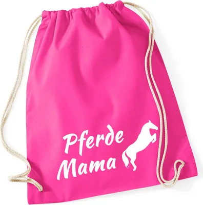 Produktbild von Huuraa Turnbeutel Pferdemama Silhouette 12 Liter Fuchsia Baumwolle Rucksack Geschenkidee