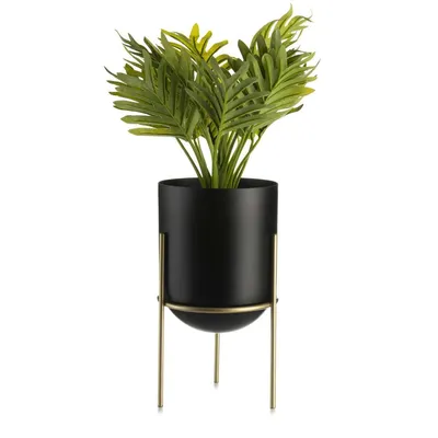 Obrázok produktu pre Kvetinový stojan s krytom, podkrovie, zlatá èierna, okrúhle, 20 cm