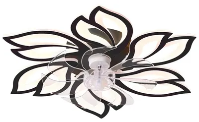 Image de Ventilateur de plafond avec éclairage, télécommande, 6 vitesses, couleur noire