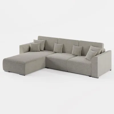 Produktbild von ECKSOFA LUMO L Links Beige Flechtwerk-Stoff mit Schlaffunktion und Bettkasten