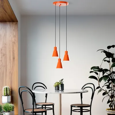Produktbild von Opviq, Konikkem - 6357 - 3 - Orange, Kronleuchter, METALLKÖRPER, Orange, 114 x 30 x 30 cm