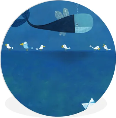 Produktbild von MuchoWow® Rundes Wandbild - Runde Bilder Illustration eines Wals im Meer Ø 30 cm Kreis Wanddekoration Kunststoff - Wandkreis - Wandschmuck - Schlafzimmer - Bilder - Der Kreis - Kunst für die Wohnung - Plastik - Kunstdruck - Wandbild