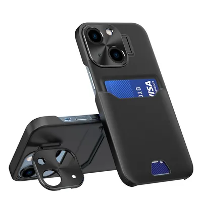 Produktbild von HQWear Leder Standhülle für Samsung Galaxy S23, mit Kartenfach, Schwarz