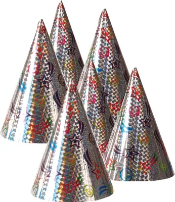 Produktbild von 6 Partyhütchen "Holografic" 15,5 cm | Mehrfarbig