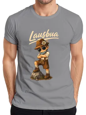 Zdjęcie produktu dla Spodnie Lederhosen, Bawaria, tradycyjny strój, stylowe, idealne na , sukienka Dirndl, Alpy, męska koszulka, szara, rozmiar S