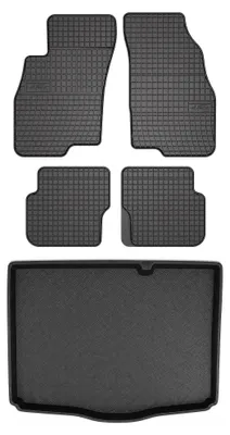 Produktbild von Gummimatten + Kofferraumwanne für Fiat Punto EVO 2009-2012 (Standard-Kofferraum) – Schwarz, passgenau – Wielganizator SolidPRO