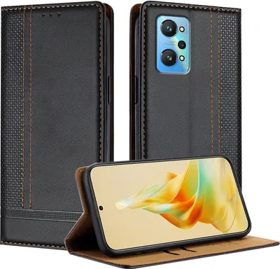 Produktbild von Handyhülle für Realme GT Neo 3T Leder Flip Klappbare Schutzhülle mit Standfunktion Schwarz