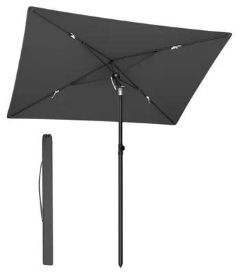 Image de Parasol de balcon, 190 x 120 cm, parasol de jardin rectangulaire, protection solaire UPF 50+, inclinable, parasol de terrasse, parasol de jardin, parasol de plage, sac de transport, sans pied, gris GPU024GZ01