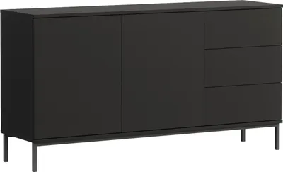 Produktbild von Kommode Sideboard QUERTY QT01 schwarz mit 3 Schubladen und 2 Türen