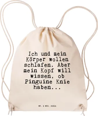 Produktbild von Mr. & Mrs. Panda Jutebeutel Ich und mein Körper... - Transparent - Geschenk, wander rucksack, Beutel, Turnbeutel, Spruch Sprüche Weisheiten Zitate Lustig Weisheit Worte