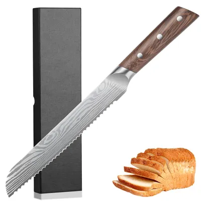 Brotmesser 20 cm, gezahnte Klinge, Edelstahl, ergonomischer Griff
