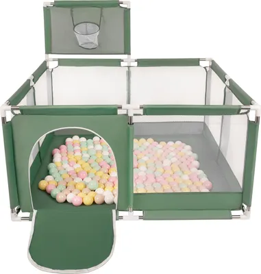 Produktbild von Selonis Laufstall Mit Korb 100 Bälle ∅6cm Spielplatz Mit Bunten Bällen Laufgitter Für Babys Und Kinder