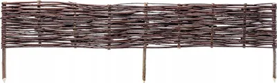 Image de Palissade de jardin - Bordure de pelouse - 120 x 20 cm - Lot de 10 pièces - Aspect tressé - Marron