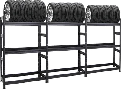 Produktbild von Mega Deal | 3x Reifenregal DINO | HxBxT 180x120x50 cm | Fachlast 150kg | bis zu 36 Reifen | Schwarz