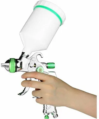 Immagine prodotto di Pistola a spruzzo professionale HVLP a flusso forzato con 3 ugelli da 1,4 mm, 1,7 mm e 2,0 mm, per carrozzeria auto.
