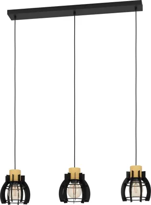Produktbild von STILLINGTON 1 Hängeleuchte Hängelampe Pendellampe Pendelleuchte - L88 x B18 x H110 cm - schwarz, braun - 3X40W exkl. - IP20