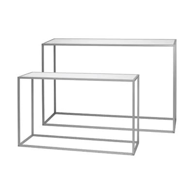 Produktbild von Konsolentisch Weiß/Silber mit Metallgestell - Schmaler Flurtisch - 40 cm Tiefe - schlichtes Design - 1.600 x 1000 mm