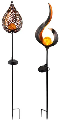 Zdjęcie produktu dla zestaw 2 solarnych lamp wtykowych LED, wzór płomienia, wysokość 90 cm