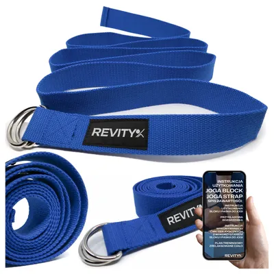 Produktbild von Yoga Gurt, Pilates Gurt zum Dehnen 200 cm x 3,8 cm blau