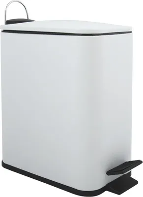 Image de Spirella Seau à cosmétique 5 litres en inox avec abaissement automatique et seau intérieur "Erik" Poubelle de salle de bains Softclose Poubelle blanche