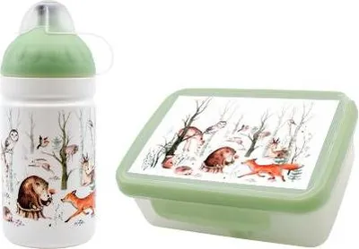 Immagine prodotto di Set bottiglia sana 0,5 l e snack sano Animali della foresta
